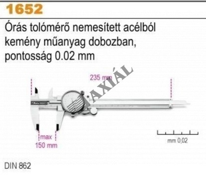 Tolómérő órás 150mm 0.02mm