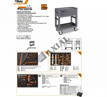 3-fiókos szerszámkocsi 189r. (szürke)
