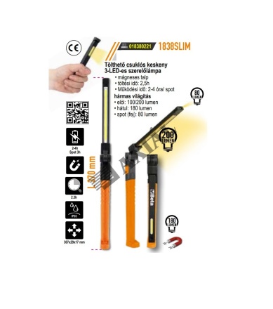 LED-es szerelőlámpa csuklós keskeny